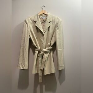 Talbots % Silk Light Tan Women's Belted Blazer